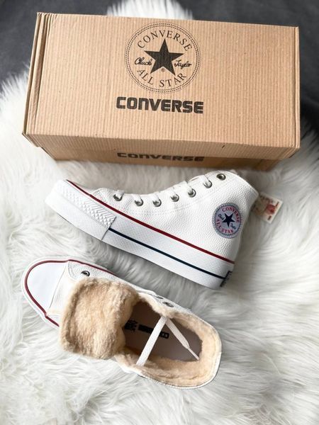 Жіночі високі зимові кеди з хутром All Star High White Fur фото