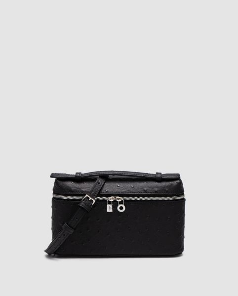 Жіноча сумка Loro Piana Extra Bag 19 Ostrich Leather Black Premium фото