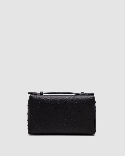 Жіноча сумка Loro Piana Extra Bag 19 Ostrich Leather Black Premium фото