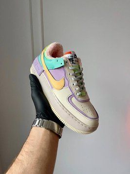 Зимові жіночі кросівки Nike Air Force 1 Shadow Pale Ivory Fur фото