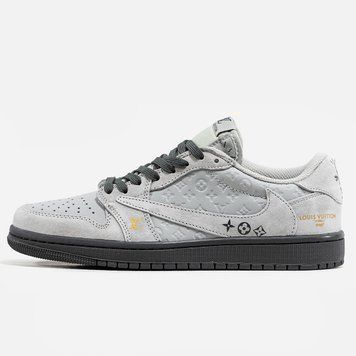 Чоловічі кросівки Nike Air Jordan 1 Low x Travis Scott x Louis Vuitton Low Suede Grey фото