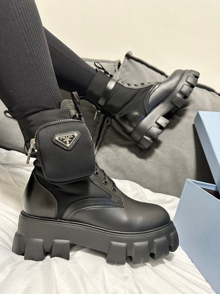 Зимние женские ботинки (натуральная кожа) С МЕХОМ! PRADA Boots Zip Pocket Black Premium фото