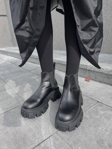Жіночі ботинки (Натуральна шкіра) Prada Monolith brushed leather Chelsea boots PREMIUM фото