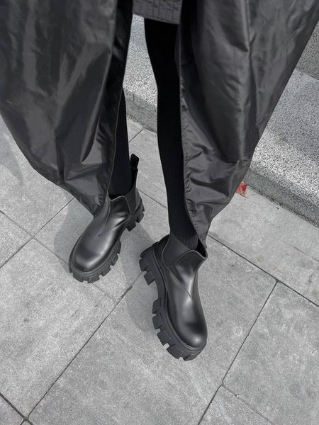 Жіночі ботинки (Натуральна шкіра) Prada Monolith brushed leather Chelsea boots PREMIUM фото