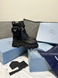 Зимние женские ботинки (натуральная кожа) С МЕХОМ! PRADA Boots Zip Pocket Black Premium re-12446 фото 1