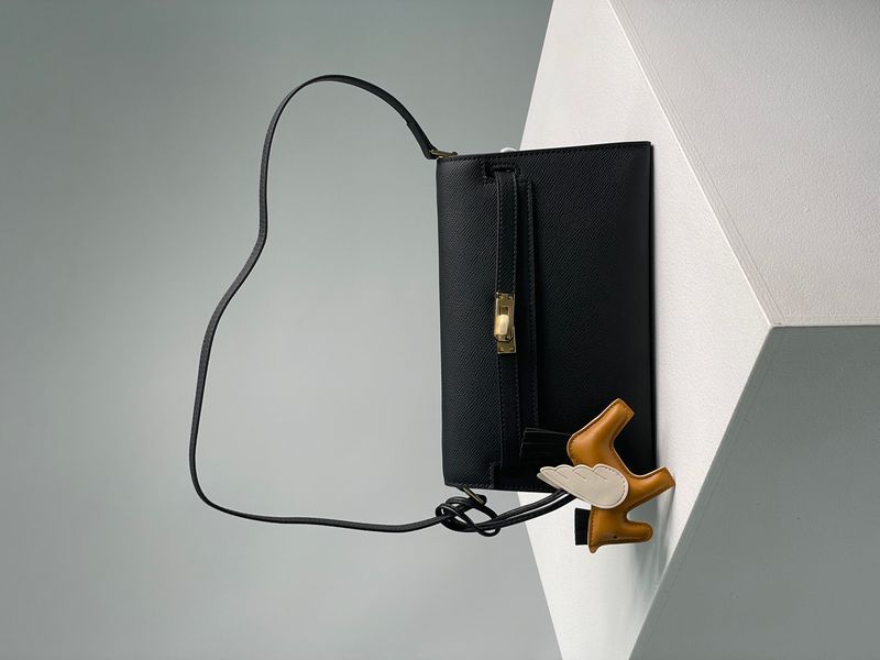 Жіноча сумка Hermes Kelly Pochette Black/Gold Premium фото