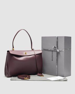 Женская сумка Balenciaga Rodeo Large Burgundy/Gold Premium фото