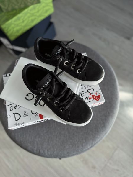 Женские кроссовки Dolce & Gabbana Fabric Portofino Sneakers In Black фото