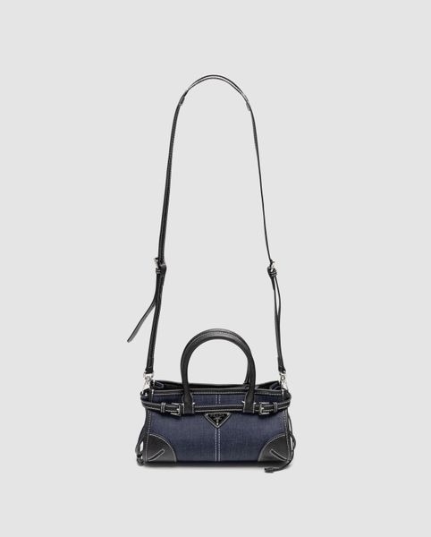 Жіноча сумка Prada Bonnie Mini Handbag Black/Denim Premium фото