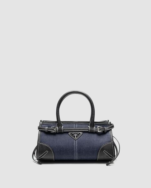 Жіноча сумка Prada Bonnie Mini Handbag Black/Denim Premium фото