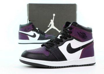 Зимние мужские и женские кроссовки (мех) Nike Air Jordan 1 Dark Violet фото